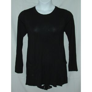 LOGO LORI GOLDSTEIN Sz Large Black Soft Stretchy Long Sleeve Tunic Shirt Pockets